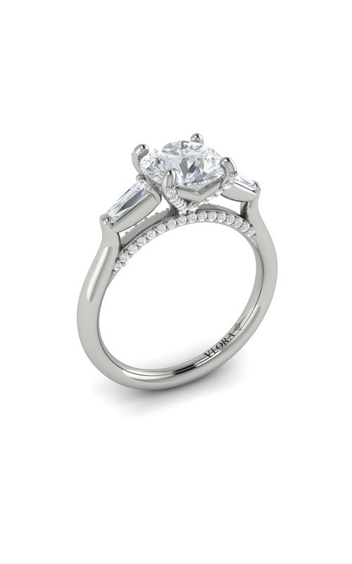 Vlora  Three Stone Round Engagement Ring VST20006-RD15-14WG