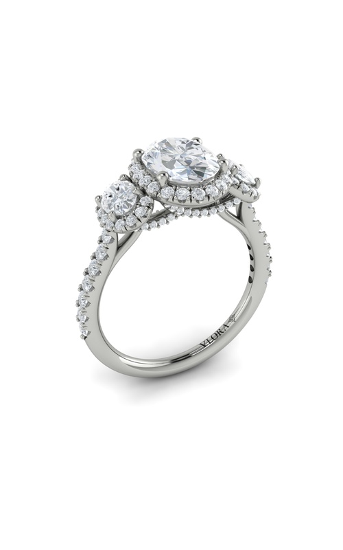 Vlora  Halo and Three Stone Oval Engagement Ring VST20029-OV15-14WG
