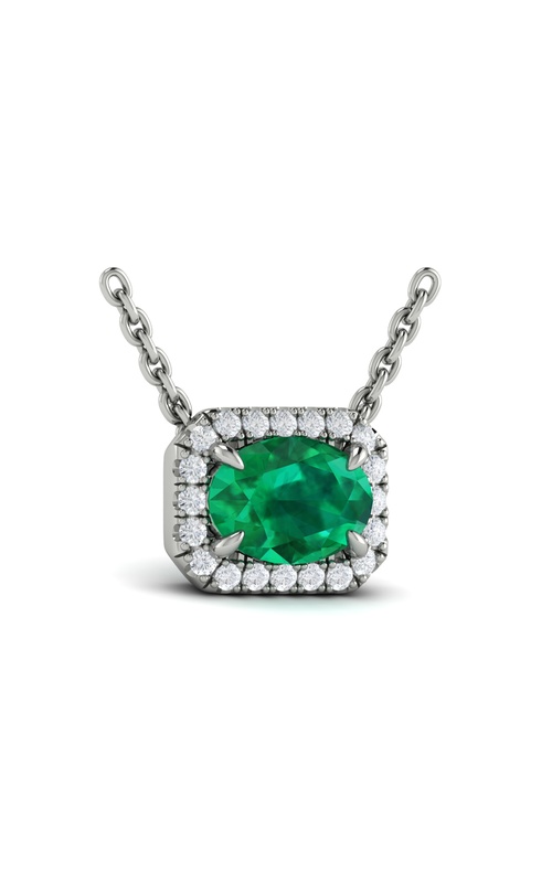 Vlora  Necklace Gemstone, Halo, and Pendant 14K White Gold  VP60781E-14WG