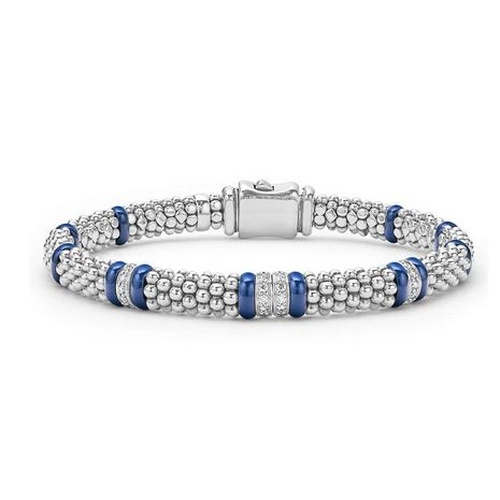 LAGOS BLUE CAVIAR DIAMOND STATION BRACELET