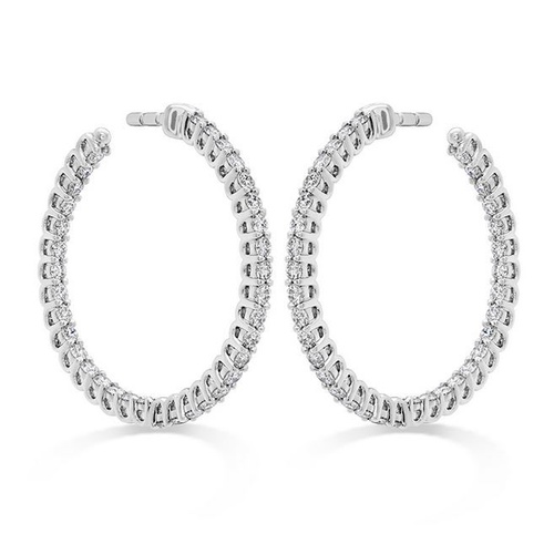 HEARTS ON FIRE- FASHION SIGNATURE  INSIDE/OUTSIDE DIAMOND HOOP EARRINGS