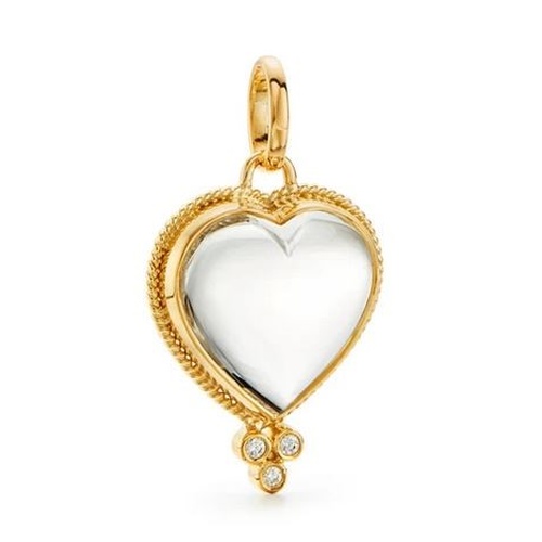 TEMPLE ST CLAIR ROCK CRYSTAL AND DIAMOND HEART PENDANT