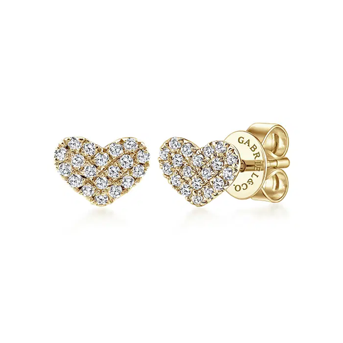 GABRIEL AND CO FASHION LUSSO PAVE DIAMOND HEART EARRINGS