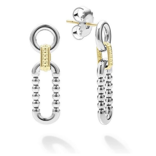 LAGOS SIGNATURE CAVIAR ROUND AND OVAL DROP EARRINGS