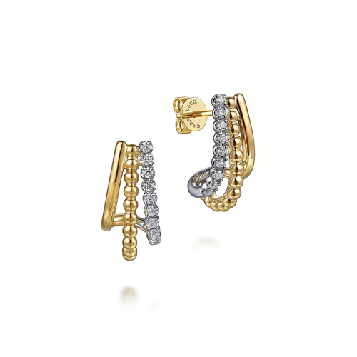GABRIEL AND CO FASHION BUJUKAN 3 ROW J HOOP EARRINGS