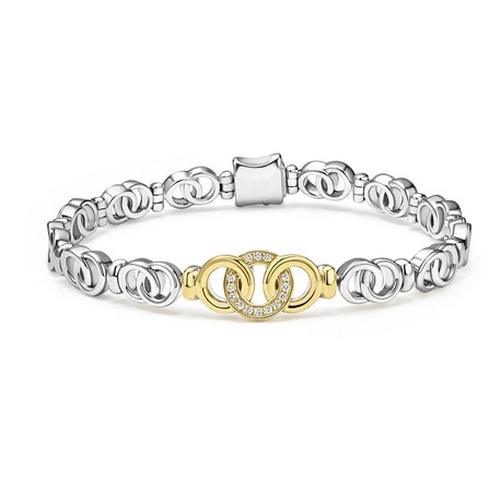 LAGOS SIGNATURE CAVIAR INTERLOCKING  DIAMOND LINK BRACELET