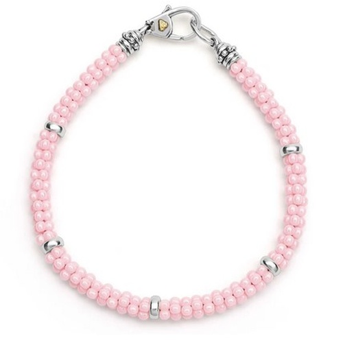 LAGOS PINK CAVIAR 5 SILVER STATION BRACELET