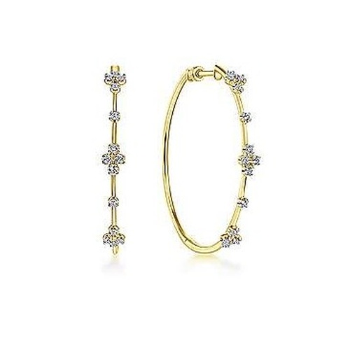 GABRIEL AND CO FASHION CONTEMPORARY DIAMOND HOOP EARRINGS