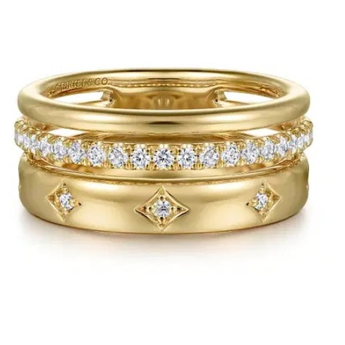 GABRIEL AND CO FASHION CONTEMPORARY THREE ROW DIAMOND BAND