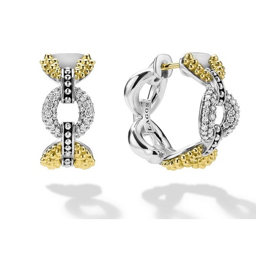 LAGOS SIGNATURE CAVIAR DIAMOND HUGGIE EARRINGS