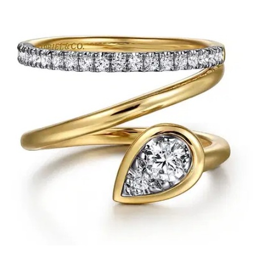 GABRIEL AND CO FASHION CONTEMPORARY BYPASS DIAMOND RING