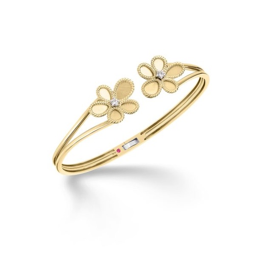 ROBERTO COIN JASMINE DIAMOND FLOWER CUFF  BRACLET
