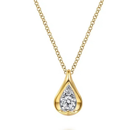 GABRIEL AND CO FASHION CONTEMPORARY TEARDROP DIAMOND PENDANT