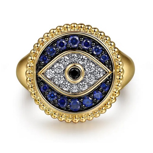 GABRIEL AND CO FASHION BUJUKAN DIAMOND AND SAPPHIRE EVIL EYE RING