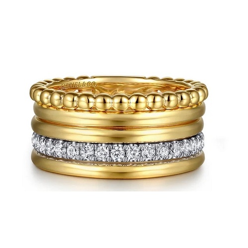 GABRIEL AND CO FASHION BUJUKAN MULTI ROW DIAMOND STACKABLE RING