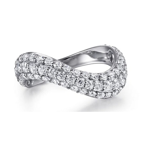 GABRIEL AND CO FASHION CONTEMPORARY PAVE DIAMOND WAVE RING