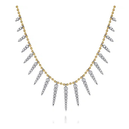GABRIEL AND CO FASHION BUJUKAN BEAD CHAIN AND DIAMOND SPIKE DROPLET NECKLACE