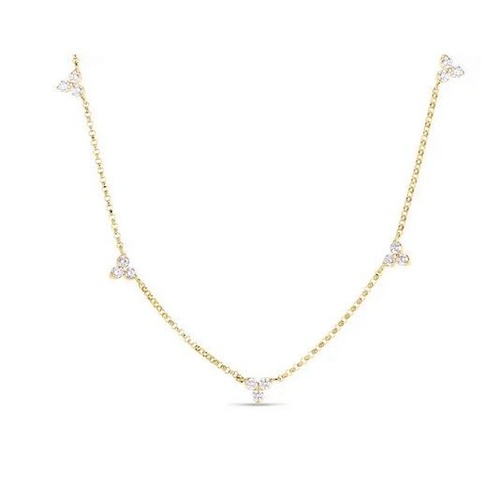 ROBERTO COIN 5 STATION DIAMOND BY INCH CLUSTER NECKLACE