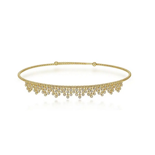 GABRIEL AND CO FASHION BUJUKAN DIAMOND CLUSTER DANGLE CHOKER NECKLACE