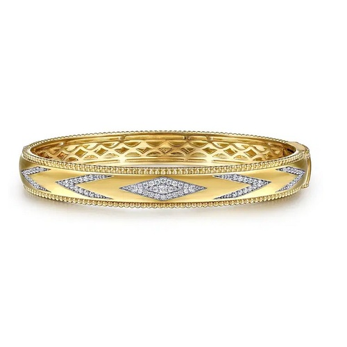 GABRIEL AND CO FASHION BUJUKAN DIAMOND CHEVRON PATTERN DIAMOND BANGLE BRACELET