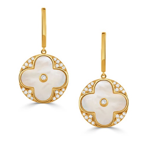 DOVES RAVENNA MOTHER OF PEARL AND DIAMOND DROP EARRINGS