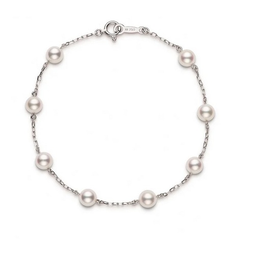 MIKIMOTO AKOYA  PEARL STATION CHAIN BRACELE