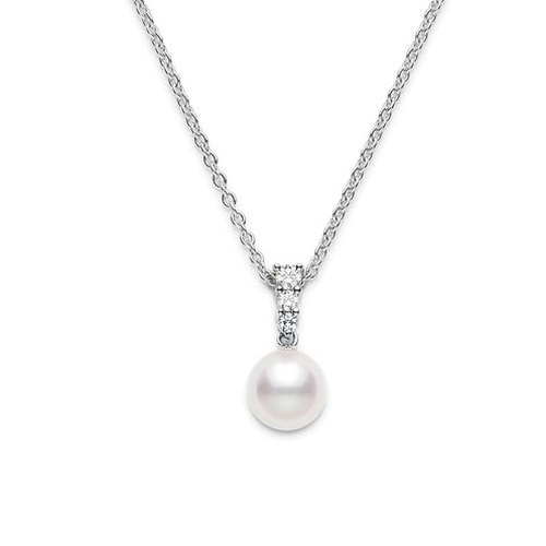 MIKIMOTO MORNING DEW PEARL AND DIAMOND PENDANT