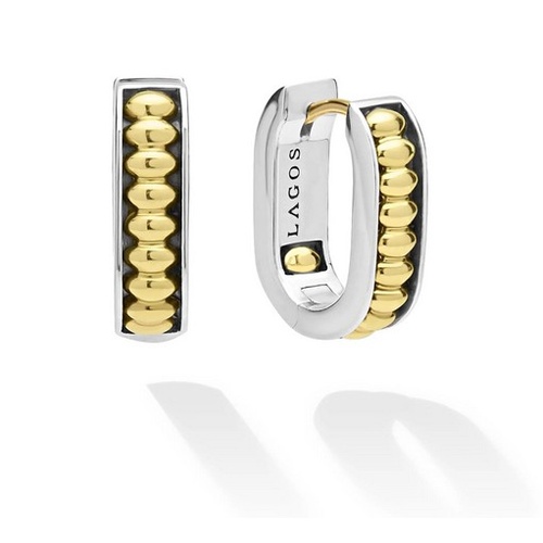 LAGOS SIGNATURE CAVIAR LINEAR HUGGIE EARRINGS