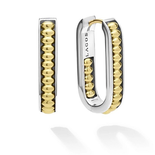 LAGOS SIGNATURE CAVIAR LINEAR HUGGIE EARRINGS