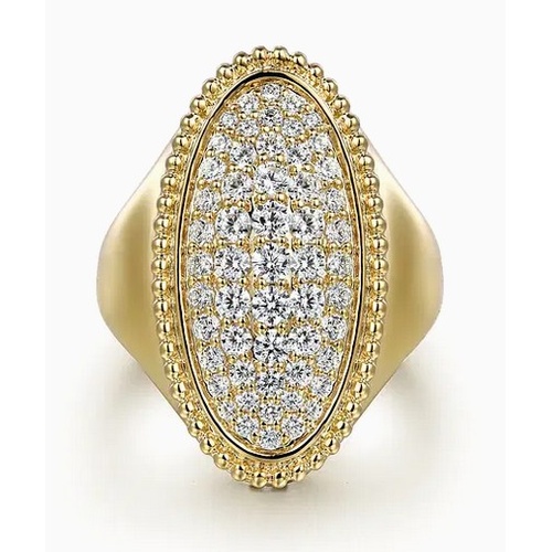 GABRIEL AND CO FASHION BUJUKAN ELONGATED OVAL DIAMOND SIGNET RING