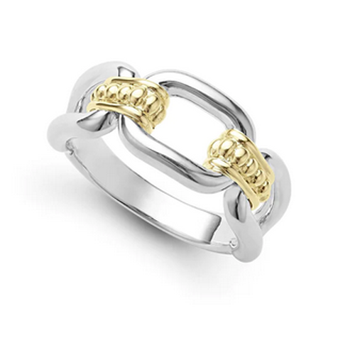LAGOS SIGNATURE CAVIAR OVAL LINK RING