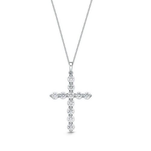 MEMOIRE FASHION SINGLE PRONG DIAMOND CROSS PENDANT