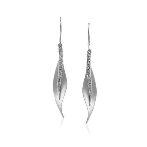 SIMON G FASHION DIAMOND TWISTED LEAF EARRINGS