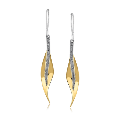 SIMON G FASHION DIAMOND TWISTED LEAF EARRINGS