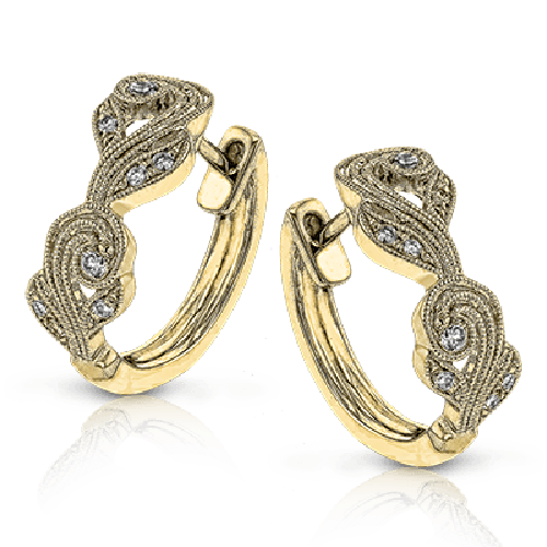 SIMON G FASHION VINTAGE INSPIRED DIAMOND HUGGIE EARRINGS