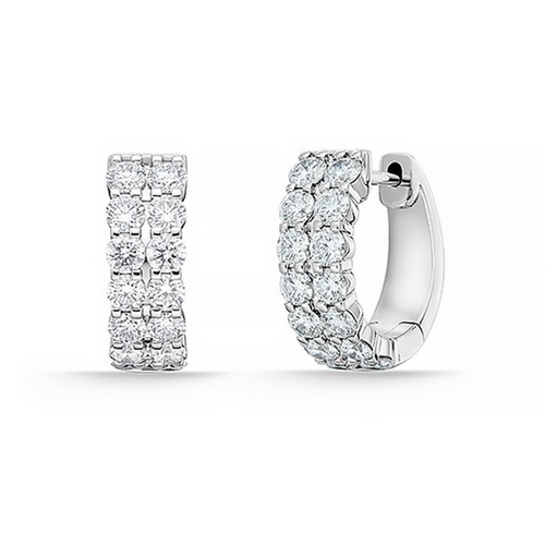 MEMOIRE FASHION PETITE PRONG DOUBLE ROW DIAMOND HUGGIE EARRINGS