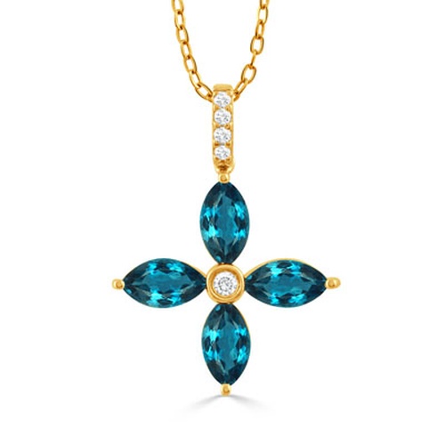 DOVES RAVENNA LONDON BLUE TOPAZ AND DIAMOND PENDANT