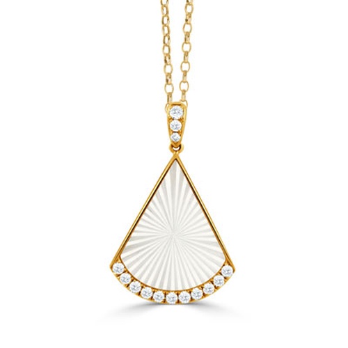 DOVES ONDELLE CARVED MOTHER OF PEARL AND DIAMOND PENDANT