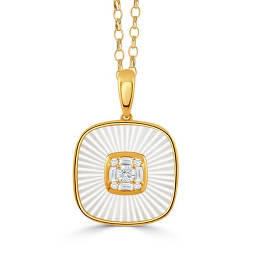 DOVES ONDELLE CARVED MOTHER OF PEARL AND DIAMOND PENDANT