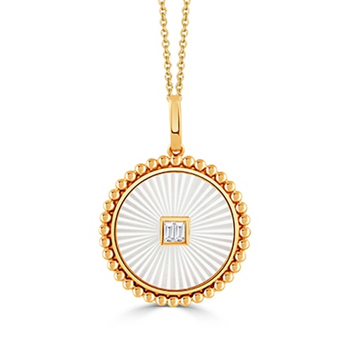 DOVES ONDELLE CARVED MOTHER OF PEARL AND DIAMOND PENDANT