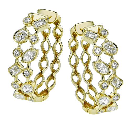 SIMON G FASHION MULTI SHAPE DIAMOND OVAL HOOP EARRINGS