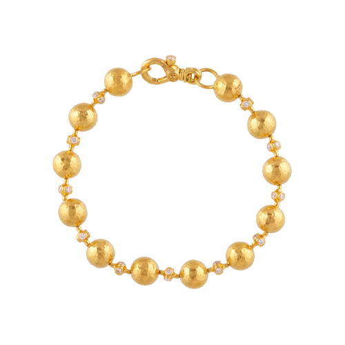 GURHAN GOLD SPELL DIAMOND SINGLE BALL BRACELET-8 IN