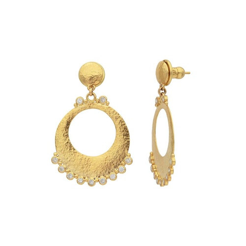 GURHAN GOLD LUSH OPEN CIRCLE DIAMOND DROP EARRINGS