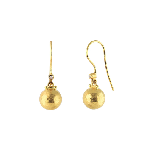 GURHAN GOLD SPELL DIAMOND SINGLE BALL DROP EARRINGS