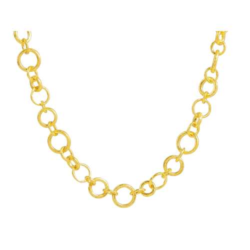 GURHAN GOLD HOOPLA MIXED ROUND LINK NECKLACE-19.75 IN