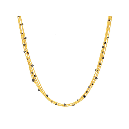 GURHAN GOLD RAIN BLACK DIAMOND MULTI STRAND BEAD NECKLACE-18 IN