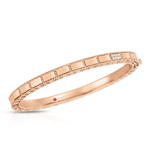 ROBERTO COIN ART DECO MOSAIC  PAVE DIAMOND BANGLE BRACELET