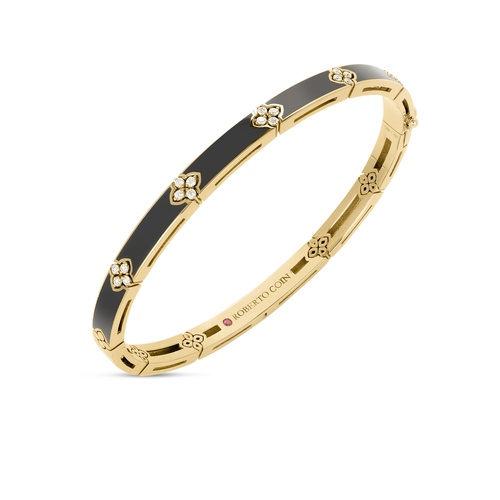 ROBERTO COIN LOVE IN VERONA BLACK ENAMEL AND DIAMOND BANGLE BRACELET