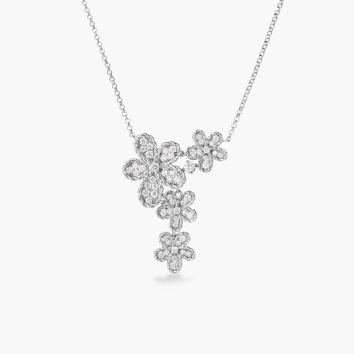 ROBERTO COIN JASMINE PAVE DIAMOND FLOWER NECKLACE