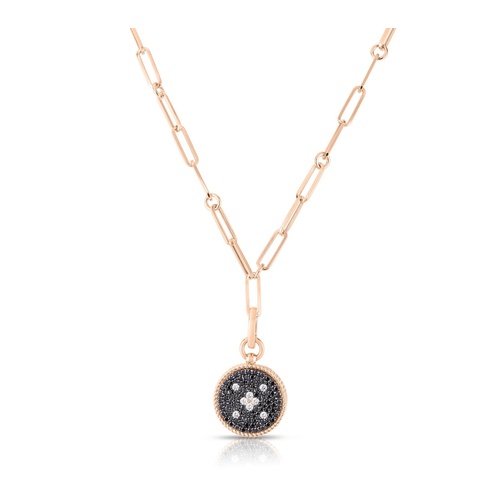 ROBERTO COIN VENETIAN PRINCESS BLACK AND WHITE DIAMOND MEDALLION NECKLACE